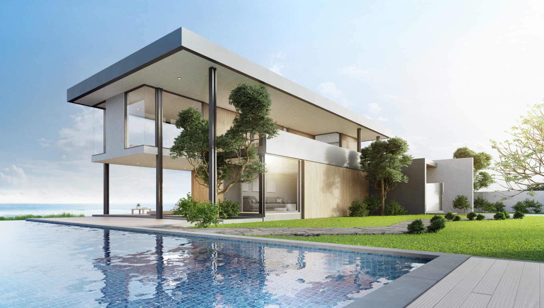 Contemporary villa by the water