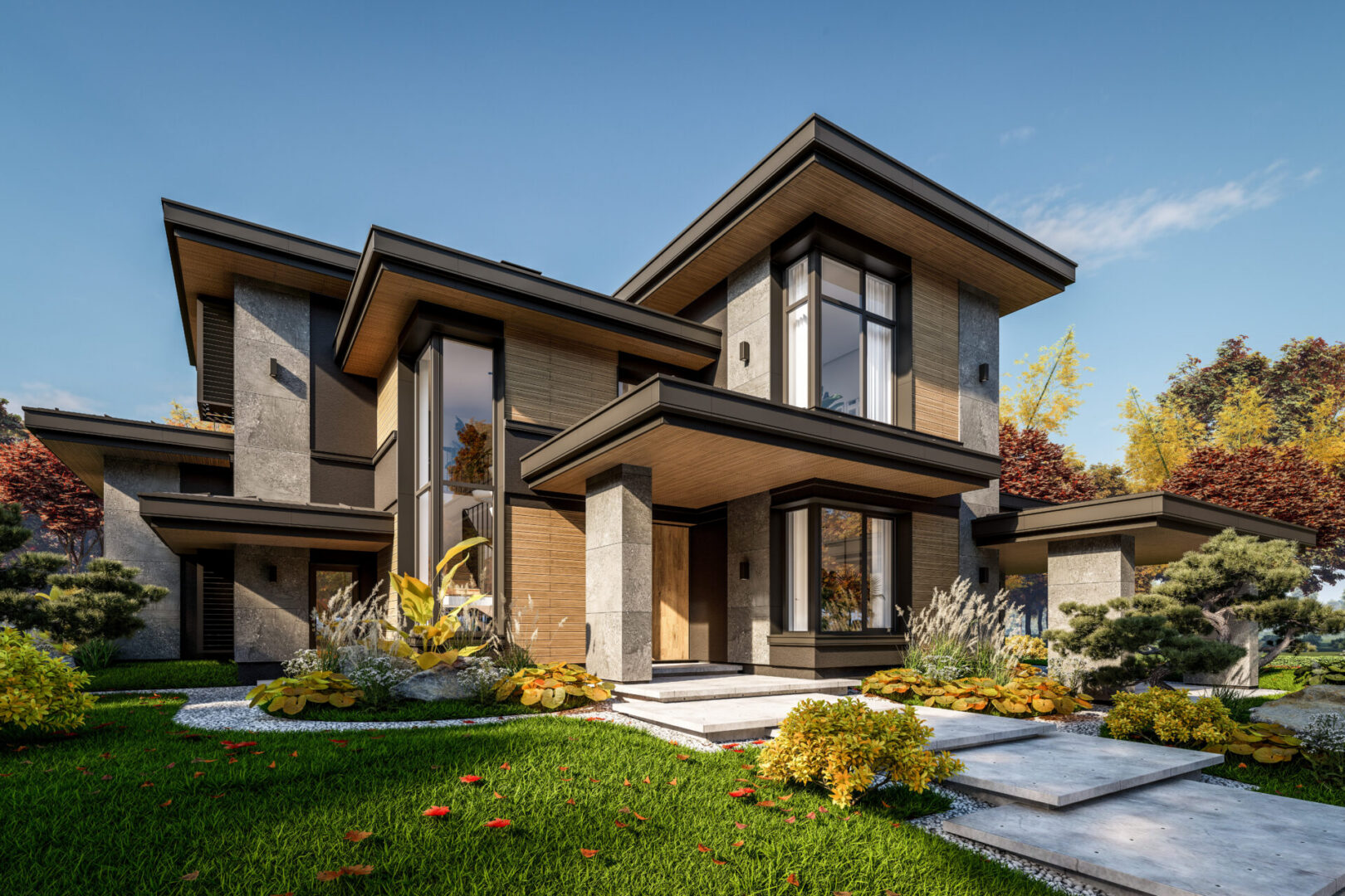 Modern house with large windows