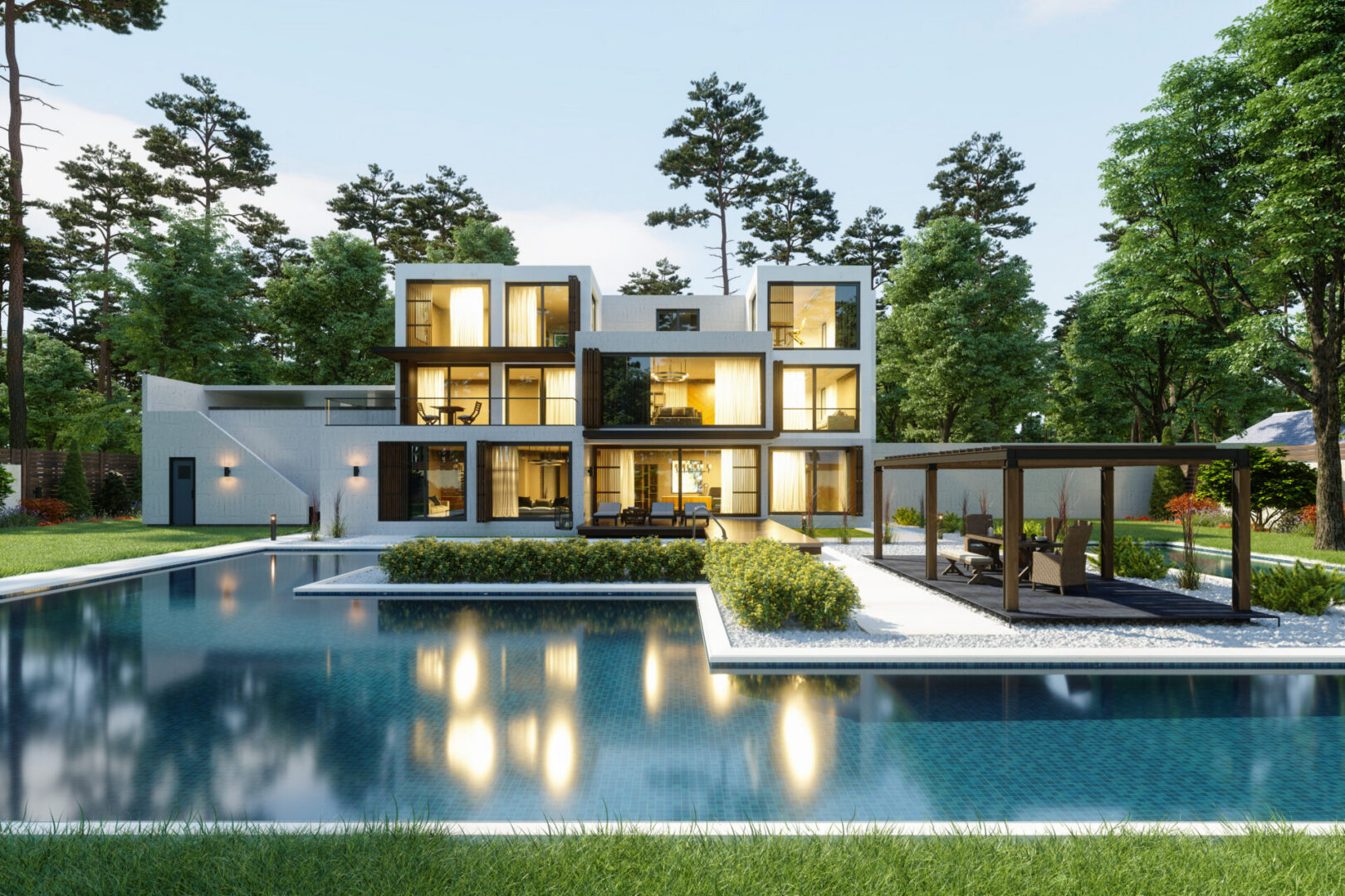 Modern house with large pool