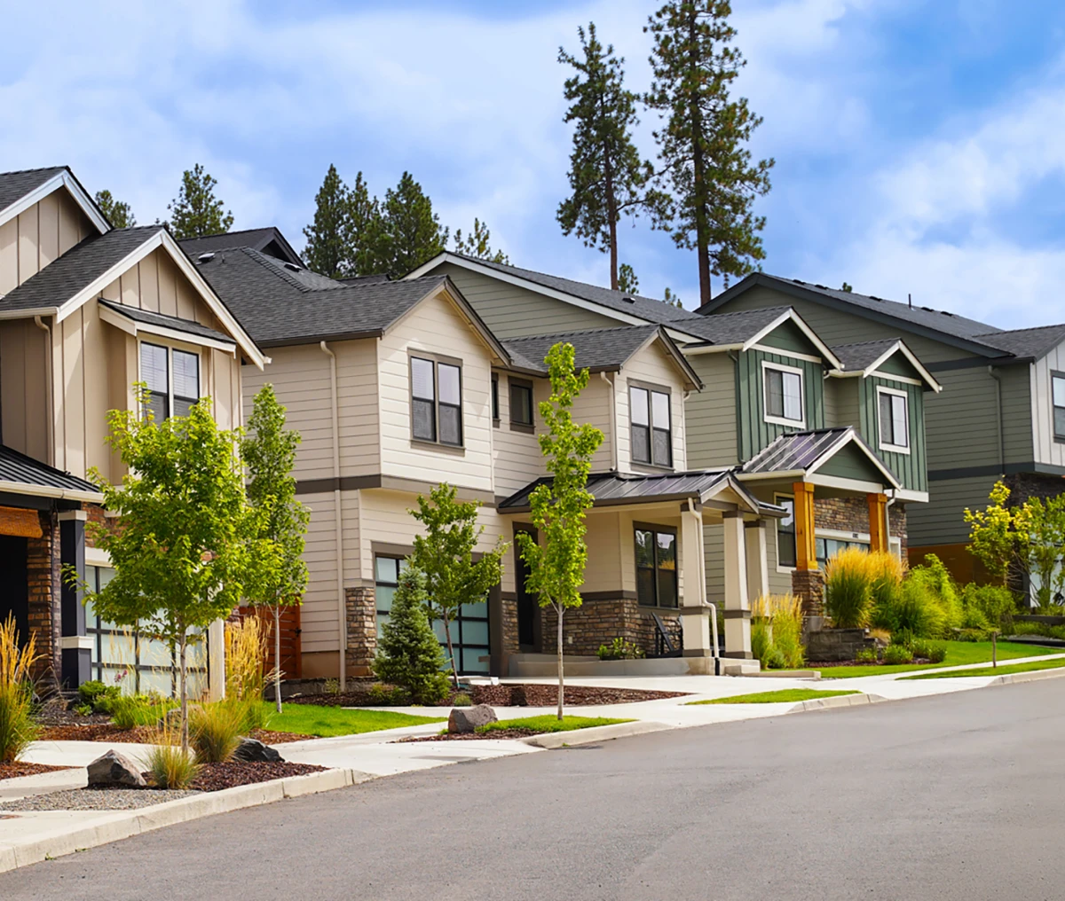 Residential street with new houses