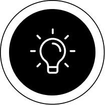 Light bulb icon on black background