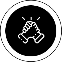Handshake icon on black background
